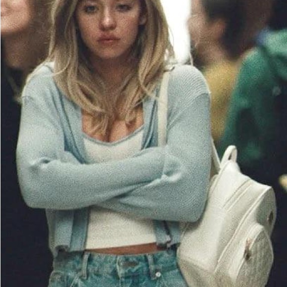 John Galt Light Blue Cropped Hoodie - Picture 6 of 7